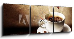 Obraz s hodinami 3D tdln - 150 x 50 cm F_BM31123122 - Coffee