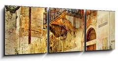 Obraz s hodinami 3D tdln - 150 x 50 cm F_BM31434138 - pictorial old streets of Greece