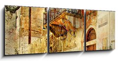 Obraz s hodinami   pictorial old streets of Greece, 150 x 50 cm