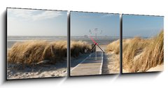 Obraz s hodinami   Nordsee Strand auf Langeoog, 150 x 50 cm