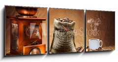 Obraz s hodinami 3D tdln - 150 x 50 cm F_BM31588388 - coffee accessories on mat