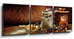 Obraz s hodinami   coffee composition, 150 x 50 cm