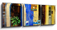 Obraz s hodinami 3D tdln - 150 x 50 cm F_BM31878997 - pictorial old streets of Greece - Chania, Crete