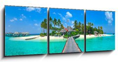 Obraz s hodinami 3D tdln - 150 x 50 cm F_BM31946624 - Maldives island Panorama