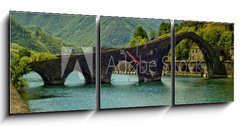 Obraz s hodinami 3D tdln - 150 x 50 cm F_BM31949500 - Ponte del Diavolo Borgo a Mozzano