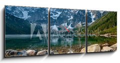 Obraz s hodinami 3D tdln - 150 x 50 cm F_BM32123280 - Polish Tatra mountains Morskie Oko lake - Polsk tatransk jezero Morskie Oko