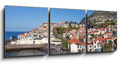 Obraz s hodinami 3D tdln - 150 x 50 cm F_BM32170648 - fishing village camara de lobos on madeira island, portugal - rybsk vesnice camara de lobos na ostrov madeira, portugalsko