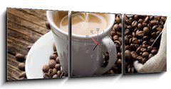 Obraz s hodinami 3D tdln - 150 x 50 cm F_BM32282345 - hot  coffee - caffe fumante