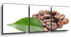 Obraz s hodinami 3D tdln - 150 x 50 cm F_BM32616843 - coffee grains and leaf