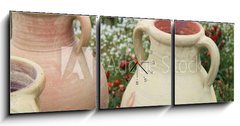 Obraz s hodinami 3D tdln - 150 x 50 cm F_BM32656633 - Kakteengarten mit Tonkr gen