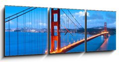 Obraz s hodinami   Golden Gate, 150 x 50 cm