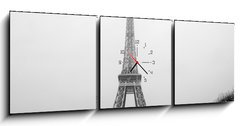 Obraz s hodinami 3D tdln - 150 x 50 cm F_BM32918405 - Eiffel tower under snow