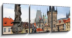 Obraz s hodinami 3D tdln - 150 x 50 cm F_BM32998558 - walk over the Charles Bridge in Prague, Czech Republic