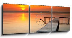 Obraz s hodinami 3D tdln - 150 x 50 cm F_BM33070197 - Lake Balaton with a very nice sunset at summer
