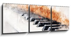 Obraz s hodinami   Abstract colorful piano keyboard on watercolor illustration painting background., 150 x 50 cm