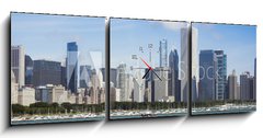 Obraz s hodinami 3D tdln - 150 x 50 cm F_BM33116290 - Chicago Downtown