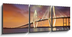 Obraz s hodinami 3D tdln - 150 x 50 cm F_BM33318340 - Arthur Ravenel Jr Cooper River Suspension Bridge Charleston SC - Arthur Ravenel Jr Cooper n zvsn most Charleston SC