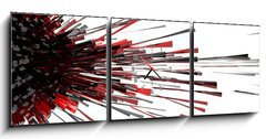 Obraz s hodinami   3d abstract explosion red, 150 x 50 cm