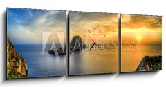 Obraz s hodinami 3D tdln - 150 x 50 cm F_BM33509446 - Isla de es vedra en cala D hort - Ibiza