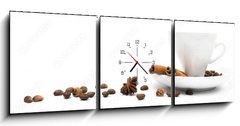 Obraz s hodinami 3D tdln - 150 x 50 cm F_BM33709348 - cup of coffee and  cinnamon bark - lek kvy a skoicov kry