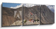 Obraz s hodinami 3D tdln - 150 x 50 cm F_BM33766508 - Buddhist Monastery and Dhaulagiri peak, Nepal