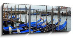 Obraz s hodinami   Italy, Venice gondola parking at sunset, 150 x 50 cm