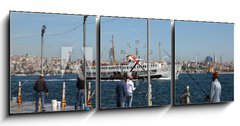 Obraz s hodinami 3D tdln - 150 x 50 cm F_BM34157096 - Fishermen in Istanbul, Turkey