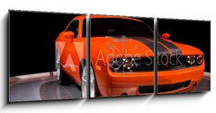 Obraz s hodinami 3D tdln - 150 x 50 cm F_BM342449 - orange power