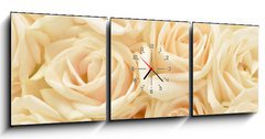 Obraz s hodinami   Beautiful white rose background, 150 x 50 cm