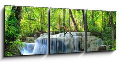 Obraz s hodinami 3D tdln - 150 x 50 cm F_BM34907824 - Erawan Waterfall, Kanchanaburi, Thailand