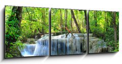 Obraz s hodinami 3D tdln - 150 x 50 cm F_BM34907824 - Erawan Waterfall, Kanchanaburi, Thailand - Vodopd Erawan, Kanchanaburi, Thajsko