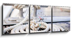 Obraz s hodinami 3D tdln - 150 x 50 cm F_BM35006836 - Mooring rope with a knotted end tied around a cleat.