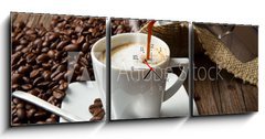 Obraz s hodinami   caff, 150 x 50 cm