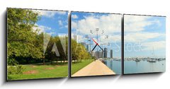 Obraz s hodinami   Lake Michigan lakeshore trail in Chicago, 150 x 50 cm