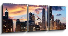 Obraz s hodinami   Chicago Skyline, 150 x 50 cm