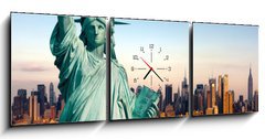 Obraz s hodinami 3D tdln - 150 x 50 cm F_BM35413593 - New York statue de la Libert