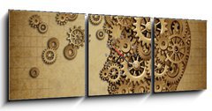 Obraz s hodinami   Human brain function grunge with gears, 150 x 50 cm