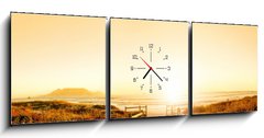 Obraz s hodinami 3D tdln - 150 x 50 cm F_BM36708540 - Sunset HDR over the ocean