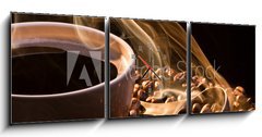 Obraz s hodinami   Coffee, smoke and seeds, 150 x 50 cm