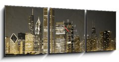 Obraz s hodinami 3D tdln - 150 x 50 cm F_BM36872589 - Vintage Design: Chicago