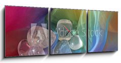 Obraz s hodinami 3D tdln - 150 x 50 cm F_BM36970802 - Clear quartz crystals on chiffron background