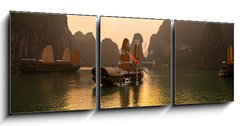 Obraz s hodinami 3D tdln - 150 x 50 cm F_BM36996949 - Halong Bay, Vietnam. Unesco World Heritage Site.