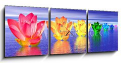 Obraz s hodinami   Lily flowers chakras by night, 150 x 50 cm