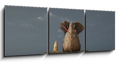 Obraz s hodinami 3D tdln - 150 x 50 cm F_BM37592738 - elephant and dog sit on a beach