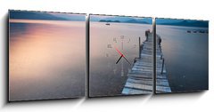 Obraz s hodinami 3D tdln - 150 x 50 cm F_BM37700522 - pier and boat