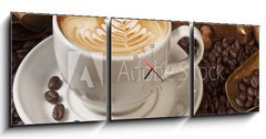 Obraz s hodinami   Kaffee, 150 x 50 cm