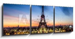 Obraz s hodinami   Tour Eiffel Paris France, 150 x 50 cm