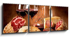 Obraz s hodinami   Insaccati con formaggio e vino rosso, 150 x 50 cm