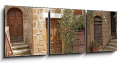 Obraz s hodinami 3D tdln - 150 x 50 cm F_BM38509200 - italian yard in tuscan village