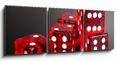 Obraz s hodinami 3D tdln - 150 x 50 cm F_BM38522985 - Red dices on grey background